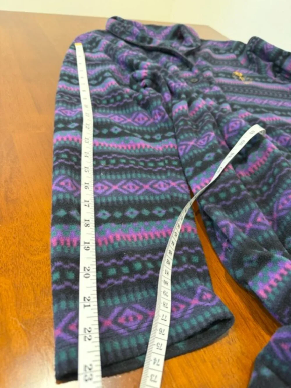Ralph Lauren Purple Black Fleece Sleepshirt Tunic Nightgown Pockets.